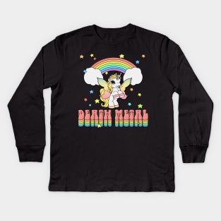 Death Metal Unicorn Rainbow Graphic Design #2 Kids Long Sleeve T-Shirt